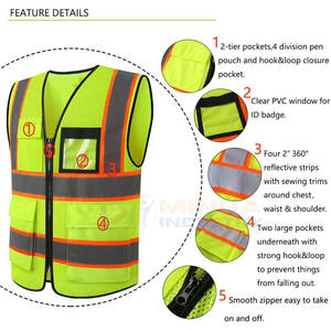 Chaleco de Seguridad de Nuevo Diseño, Chaleco de Alta Visibilidad, Material de Algodón y Poliéster, Precio al por Mayor, Venta en Línea - Product Image 6