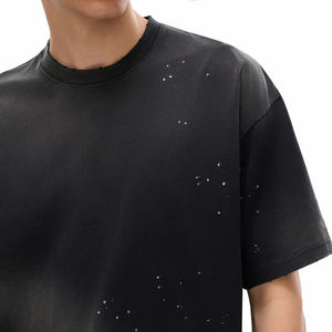 เสื้อยืดสไตล์สตรีทแวร์ผู้ชาย ลวดลายสาดสีแบบพ่นหมึก ผ้าคอตตอนหนา 100% ทรงโอเวอร์ไซส์ วินเทจ ซาวน์วอช - Product Image 5