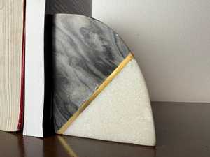 Organizador de Escritorio con Incrustaciones de Latón, Diseño Moderno y Contemporáneo con Mármol Floral, para Hogar, Oficina y Escuela - Product Image 3