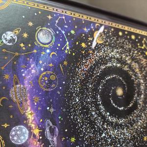 Carnet à couverture rigide Craft Hackle Stardust, reliure cousue main, couverture en cuir véritable imprimée UV, motif galaxie, sans acide - Product Image 4