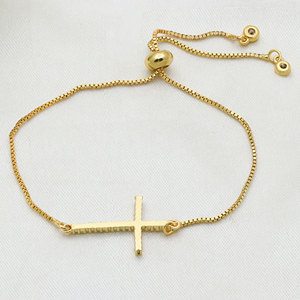 Wholesale 925 Sterling Silver Cross Multicolor Zircon Inlaid Fine Bracelet for Women Adjustable Gold Plated Jewelry <b>Gift</b> Party - Product Image 6