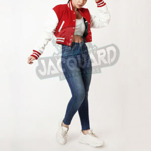 Chaqueta Varsity para Mujer, Estilo Urbano, con Logotipo Personalizado, Tallas Grandes, Chaqueta Varsity Corta de Forro Polar para Invierno, Ropa Casual para Mujer - Product Image 4