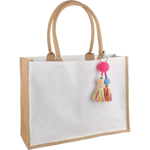 Sac fourre-tout en toile de jute écologique, grand, pliable, imperméable, avec cordon de serrage, pour pique-nique, voyage, shopping, plage et usage quotidien - Product Image 1