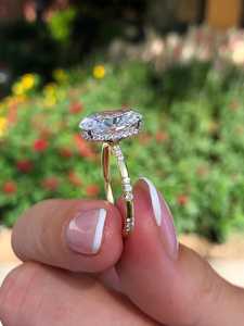 Bagues de fiançailles solitaires en diamant de laboratoire taille ovale 3 carats, serties à griffes, style classique vintage, cadeaux mémoriaux, or massif 10K 14K 18K - Product Image 2