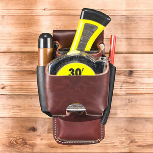 Porte-mètre à ruban en cuir véritable, robuste, pochette pour ceinture à outils, pour charpentier, électricien, chantier de construction, avec passant de ceinture, à vendre - Product Image 3