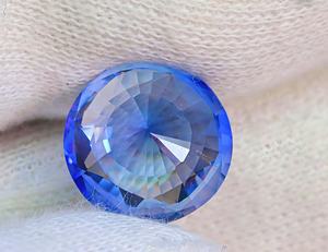 Saphir bleu synthétique de 8 mm de forme ronde - Pierres précieuses facettées en saphir bleu - Pierre taillée synthétique pour la fabrication de bijoux - Product Image 5
