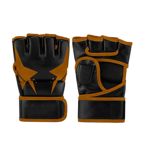 ถุงมือ MMA ครึ่งนิ้ว รุ่น RI-MMG-011 ยี่ห้อ Rahsal Industries ทำจากหนัง สีดำ-น้ำตาล แบบรัดข้อมือ สำหรับผู้ใหญ่ ใช้สำหรับศิลปะการต่อสู้ เหมาะสำหรับทั้งชายและหญิง - Product Image 1
