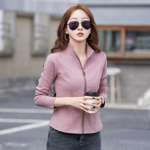 Blusa Deportiva Casual de Manga Larga para Mujer, Corte Regular, Cuello Alto con Cierre, Color Sólido, Modelo M4-441, Nueva Colección Primavera - Product Image 5