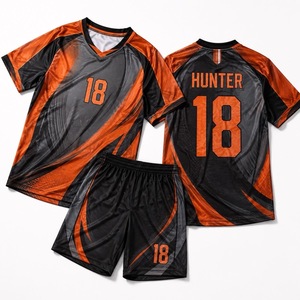 Ensemble de maillot de football bleu marine, personnalisable avec nom et numéro, uniforme de football à manches courtes, kit d'équipe - Product Image 5