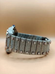 Reloj de Lujo Bicolor Oro Rosa y Plata con Incrustaciones de Moissanita VVS, Estilo Hip Hop, Esfera Árabe, Caja Cuadrada, Correa de Acero, Reloj de Monedas para Hombre - Product Image 2