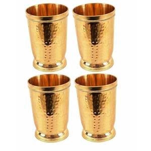 Verre à boire en cuivre sans soudure de haute qualité, finition martelée traditionnelle, tasse en cuivre pour la maison et le bureau, antimicrobien, bien-être et yoga - Product Image 3