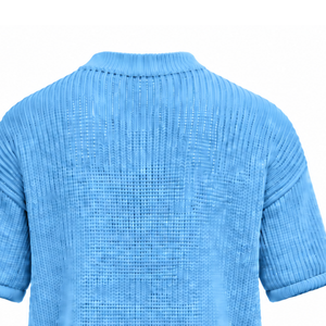 <b>Sky</b> <b>Blue</b> Men Knitted T Shirt Short Sleeve Crew Neck Textured Casual <b>Top</b> Custom Printed Streetwear Summer Fashion Wholesale - Product Image 4