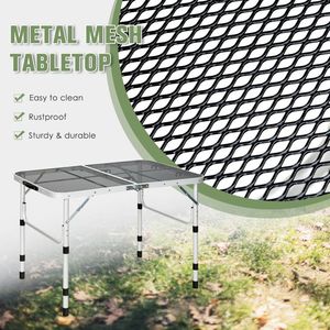Table de camping en aluminium avec dessus en grille de fer - Product Image 6