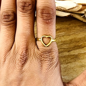 New Arrival Design Heart <b>Ring</b> <b>Dainty</b> Brass <b>Rings</b> Women 18k Gold Plated Minimalist Love Band Geometric Jewelry Wholesale/OEM/ODM - Product Image 1