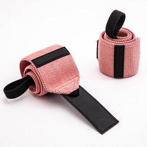 Customized <b>Pink</b> Peach Heavy Duty Fitness Equipment Weight Lifting Straps <b>Wraps</b> Gym Wrist Bands For Women Weightlifting Gear - Product Image 4