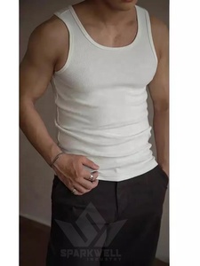 <b>Men's</b> <b>White</b> Cotton Tank Top O-Neck Sleeveless Regular Fit Breathable Casual Solid Color Soft Knitted Summer <b>Vest</b> - Product Image 6
