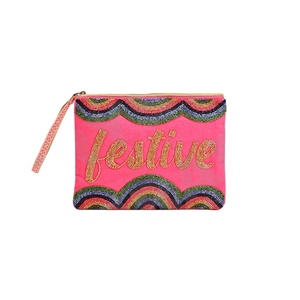 Monedero festivo Monedero con cuentas de semillas personalizado Hermoso regalo de mamá-Diseño de corazones para niñas - Product Image 1