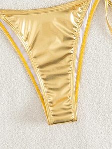 Women's Halter Neck Floral Print Bikini Set with <b>V</b>-<b>Strings</b> in 100% Polyester Beach Bath Dress - Product Image 6