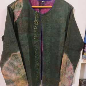 Retro Printed Batwing Sleeve Women's Jacket Round Neck Casual Patchwork <b>Cardigan</b> for Autumn - Product Image 1