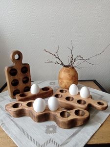 Decorative Wooden <b>Egg</b> Rack With Smooth Curves For Elegant Countertop Display And Practical <b>Storage</b> - Product Image 3