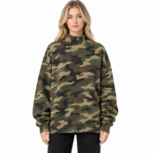 Pull à manches longues coupe décontractée, imprimé léopard intégral, épaules tombantes, style streetwear décontracté, vente en gros, vêtements pour femmes - Product Image 6