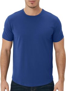 Camiseta de Algodón de Manga Corta con Cuello Redondo y Color Sólido para Hombre, Corte Regular, Tejido Jersey Informal y Transpirable - Product Image 2