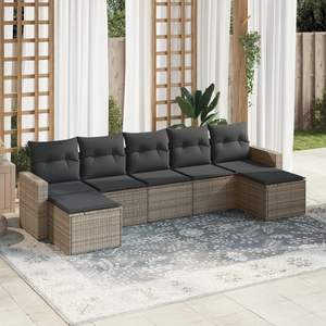 Ensemble de canapés de jardin gris avec coussins, mobilier d'extérieur au design contemporain, résistant aux UV, en rotin PE imperméable - Product Image 3