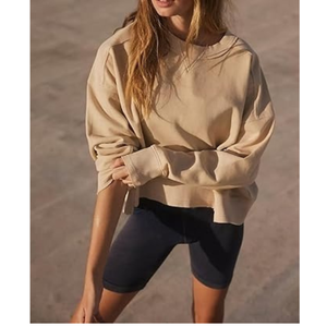 Sweat-shirt pour femme en coton délavé, col rond, coupe ample, respirant, pour l'automne et l'hiver, produit très vendu - Product Image 1