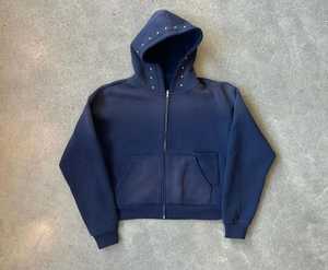 Sweat-shirt à capuche unisexe de haute qualité en coton personnalisé avec impression ou broderie de logo personnalisé, fermeture éclair - Product Image 2