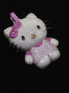 Colgantes Unisex de Plata de Ley 925 Bañados en Oro de Dos Tonos con Diamantes VVS Estilo Hip Hop y Dibujos Animados, Certificados IGI - Product Image 6