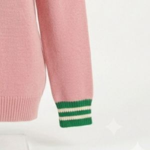 Customized AKA Pink Green Two Tone Color Block Women's Knitted Sorority <b>Cardigan</b> <b>Sweater</b> Pearl Button V Neck Long Sleeve Greek - Product Image 6