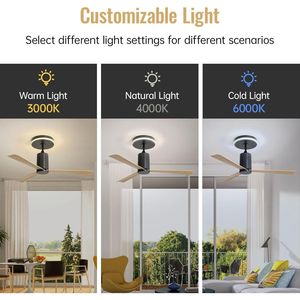 Ventilatore da soffitto LED moderno da 52 pollici con telecomando, 3 pale in ABS, motore DC silenzioso e reversibile per patio - Product Image 3