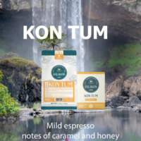 Café en grains entiers Dalakon Kon Tum Robusta 500g Torréfaction claire Caféiné Qualité supérieure Goût caramel doux Sac à 5% d'humidité