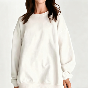 Women Oversized Crew Neck Sweatshirt Casual Long Sleeve Pullover Loose Fit Solid Color Fleece Sweatshirt Soft Cozy Autumn Winter - Product Image 1