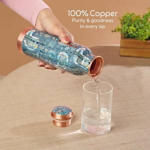 FAIZA CRAFT Nouvelle conception Grande bouteille d'eau en cuivre avec motif ayurvédique martelé Réutilisable pour les voyages et le bureau - Product Image 2