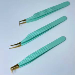 ชุดแหนบต่อขนตาสแตนเลสแบบแม่นยำ ปลายเรียบ สีเทอร์ควอยซ์ 3 ชิ้น - Product Image 5