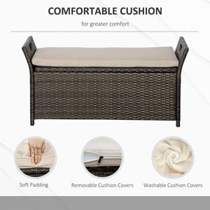 Panca Contenitore in Vimini Bianco Crema per Esterni, Grande Capacità, in Rattan PE, Soluzione di Stoccaggio Elegante e Pratica - Product Image 5