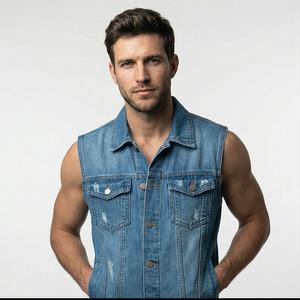 Gilet en jean pour femmes grande taille, sans manches, veste décontractée pour étudiants, hauts en jean, jaquettes, rouge, rose, jaune personnalisé, bleu, blanc - Product Image 2