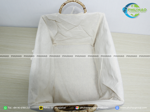 ตะกร้าใส่ของผักตบชวาทำมือตะกร้าซักผ้าโครงโลหะและผ้า - Product Image 3