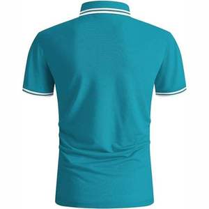 INDEX Men's Solid Color Short Sleeve Knitted <b>Polo</b> <b>Shirt</b> Casual Style Regular Fit <b>Blue</b> - Product Image 3