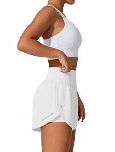 ONETEN APPAREL Conjunto Deportivo de 3 Piezas para Mujer, Shorts Blancos de Cintura Alta, Tejido Transpirable, Color Sólido, Sudadera Holgada Informal - Product Image 4