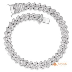 สร้อยคอเงินแท้ 925 ประดับมอสซาไนต์ ดีไซน์แบบ Cuban Link  เครื่องประดับแฟชั่นสำหรับผู้หญิงและผู้ชาย  สไตล์นิวยอร์ก  งานจิวเวลรี่คุณภาพสูง ดีไซน์หรูหรา - Product Image 1