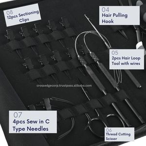 Kit d'outils d'extension de cheveux professionnel pinces outils de cheveux en acier inoxydable avec microbilles pinces de sectionnement de cheveux boucle d'aiguilles de doigt - Product Image 4