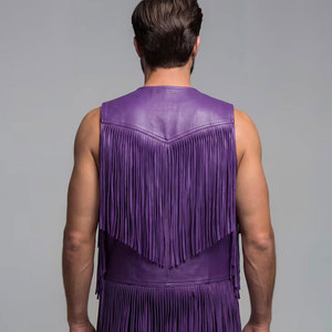 <b>Men</b> <b>Suede</b> Leather Fringe Vest Western Cowboy Sleeveless <b>Jacket</b> Tassel Motorcycle Biker Rodeo Apparel Premium OEM Apparel - Product Image 5