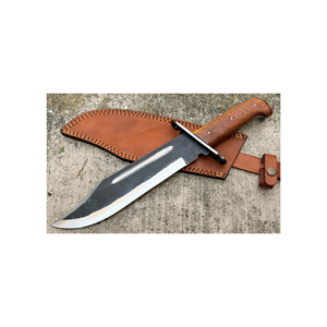 Cuchillo clásico de hoja fija de gran venta con mango de madera remachado y hoja bicolor - Product Image 3