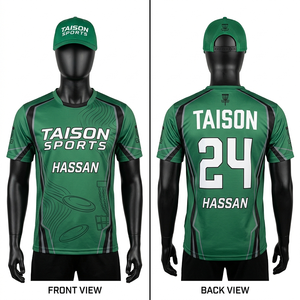 Camiseta de disc golf para hombre, premium, 180 GSM, poliéster, absorbe la humedad, diseño de paneles verde y negro, sublimación, impresión personalizada con nombre y número. - Product Image 1