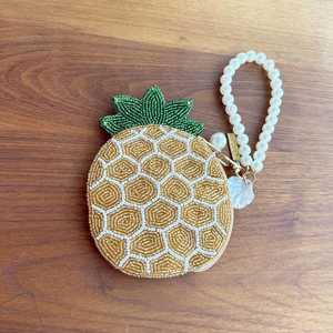 Monedero de cuentas de semillas hecho a mano con cita divertida y texto personalizado, bordado a mano, con cremallera, billetera compacta unisex - Product Image 2