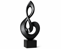 Sculpture de sol en aluminium abstraite de luxe en forme de note de musique |   Décoration d'intérieur moderne Art Déco de 5 pieds, faite à la main, durable et écologique