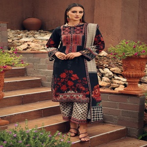Robe en tissu de lin imprimé de haute qualité pour femmes, collection 2026 de marque pakistanaise, vêtements de style islamique pour femmes - Product Image 1
