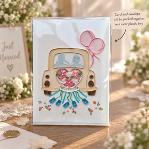 Carte de vœux artisanale élégante pour voiture de mariage, motif quilling, OEM/ODM, papeterie artistique, cadeau en papier, vente en gros, directement de l'usine - Product Image 6
